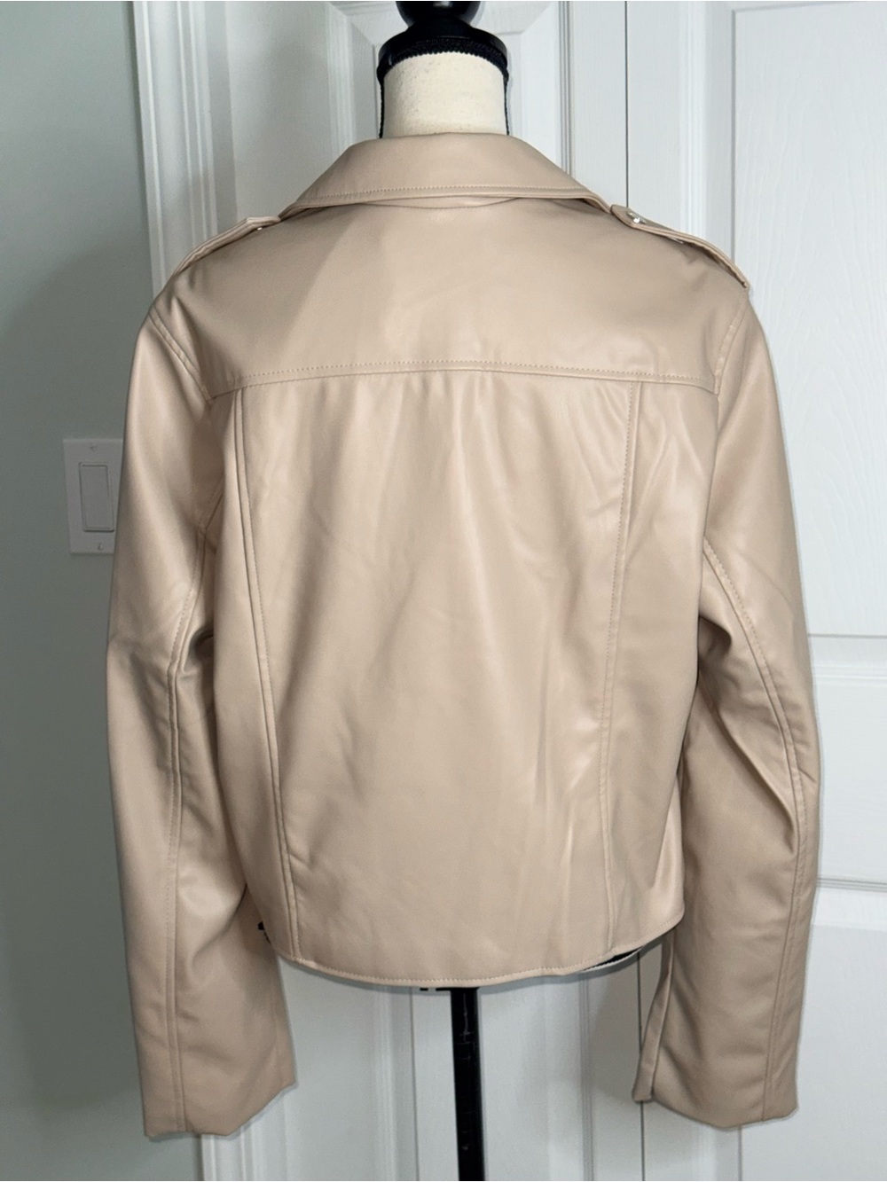 Sam Edelman woman’s Faux Leather Moto Jacket Beige Tan Cream Size XL - Picture 4 of 16